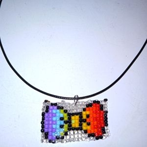 Handmade rainbow bow charm necklace